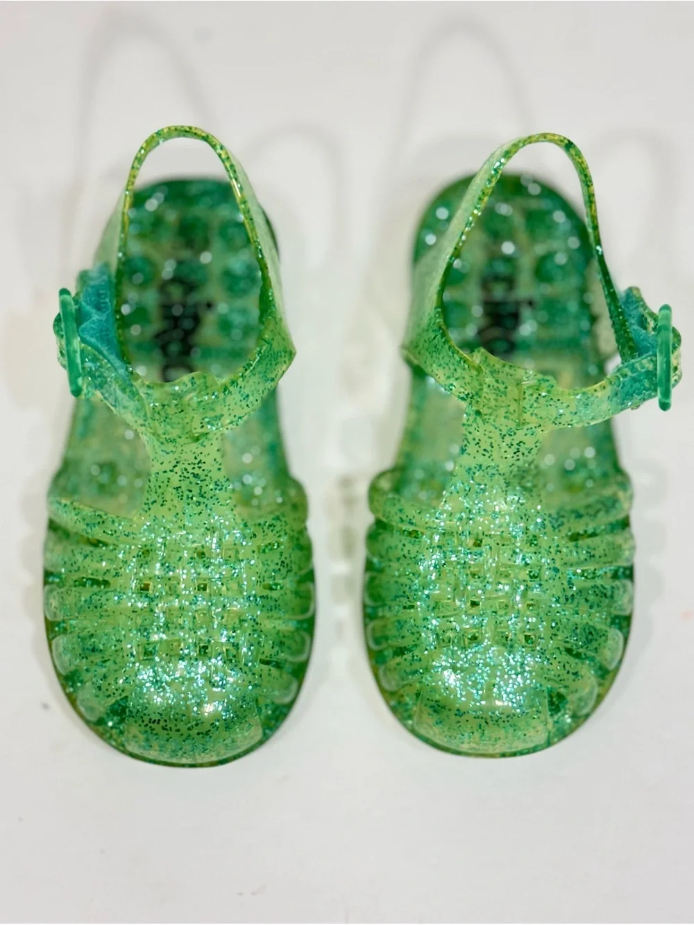 Circo Glitter Jelly Sandals in Mint Green Hook Loop Closure Water Shoe Sz S 5/6